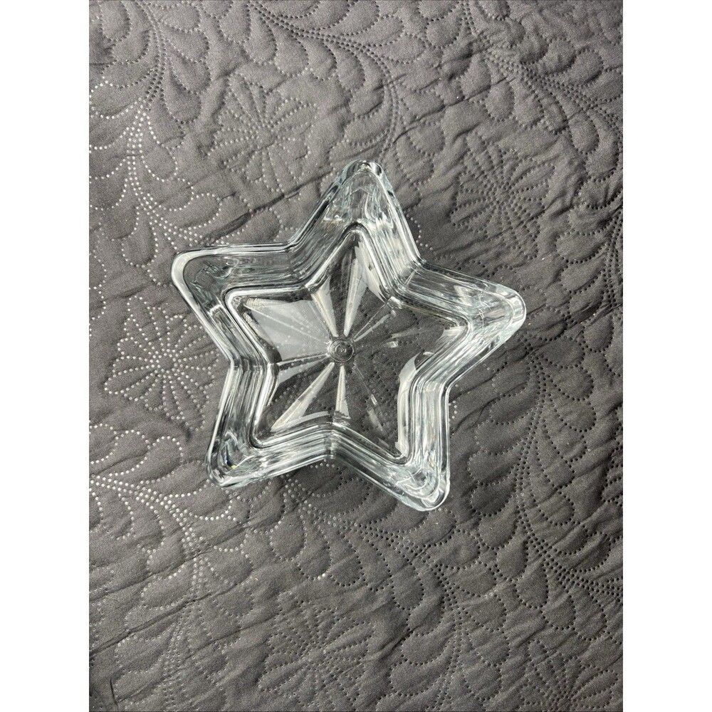 Libbey Clear Glass Star Shaped Candy Jewelry Nut Soap Trinket Dish 6” Decor VTG
